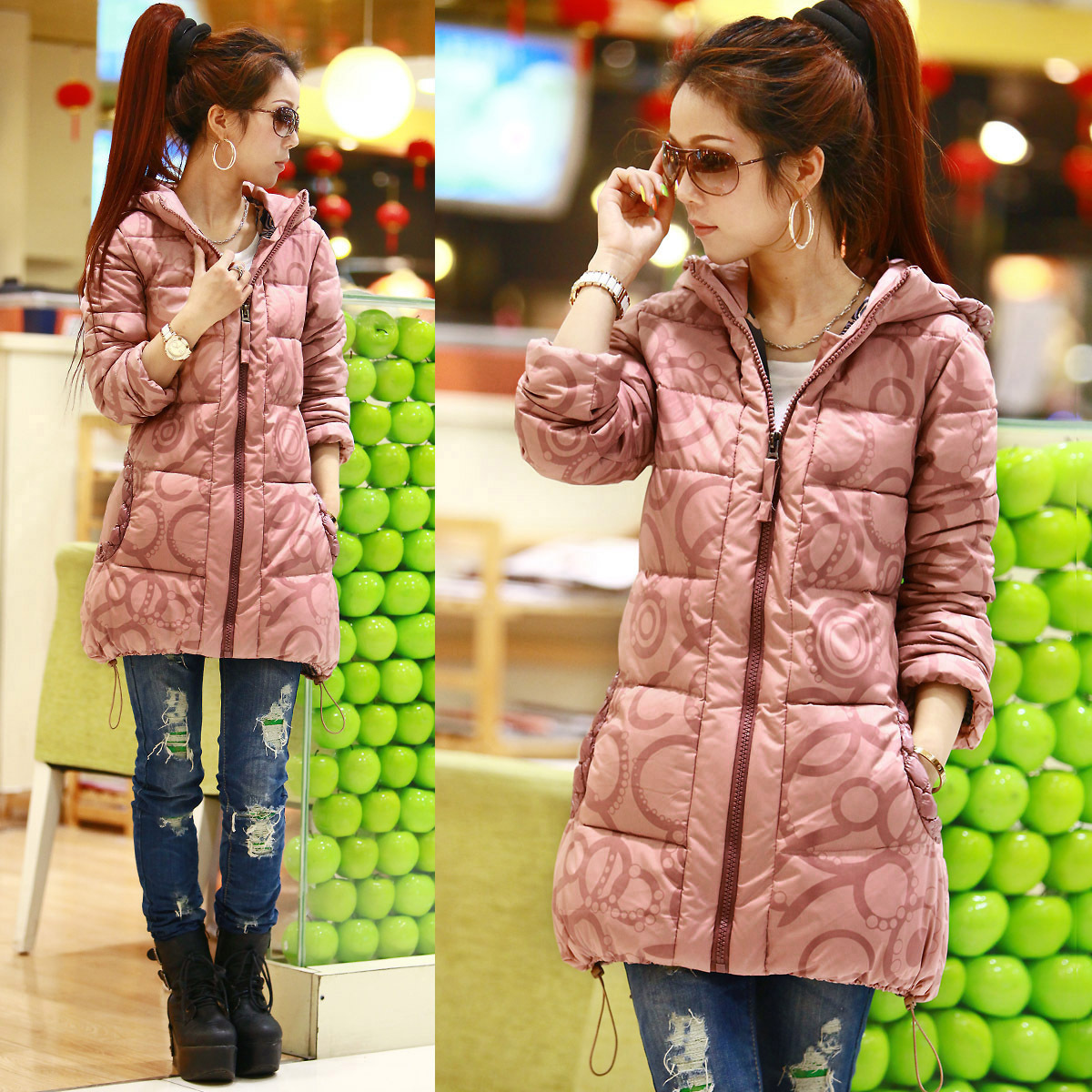 Free shipping plus size down coat medium-long thin down jacket fashion design overcoat outerwear