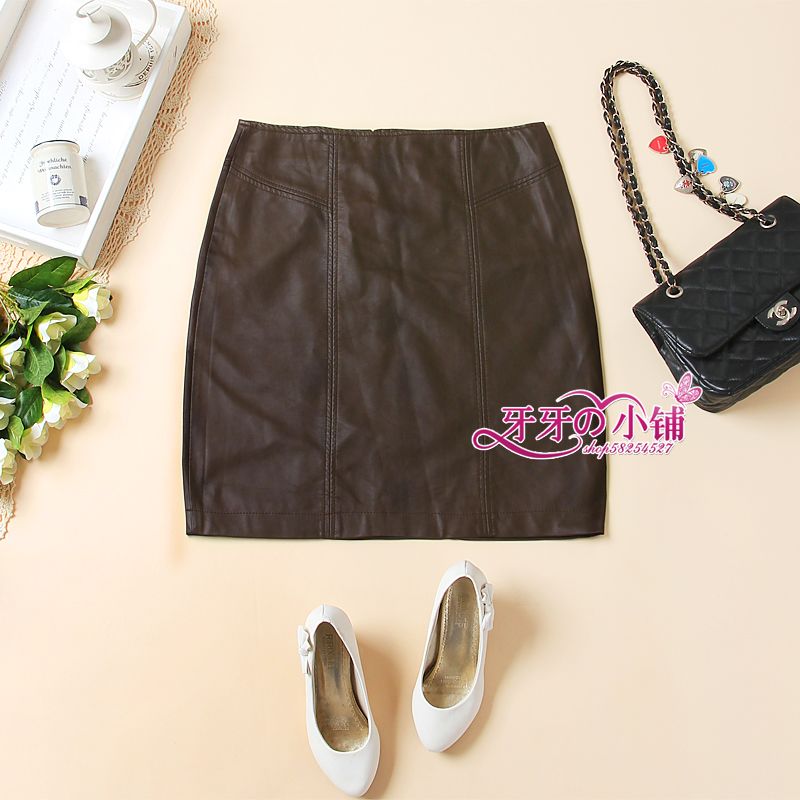 Free Shipping Plus size gentlewomen PU involucres leather skirt a-line skirt waist 80 mdash . 100cm