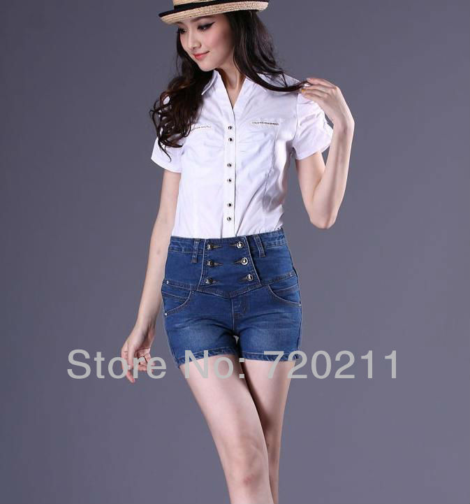 Free shipping! Plus size Jeans shorts women 2013, hot selling cheap high waist shorts 2013