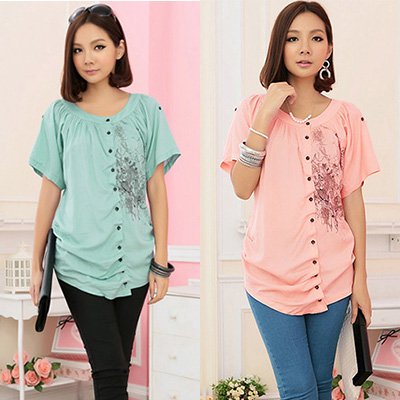 Free shipping plus size short sleeve tops new fashion blouse for women 2012 korean shirt wholesale and retail Xlixiou2393