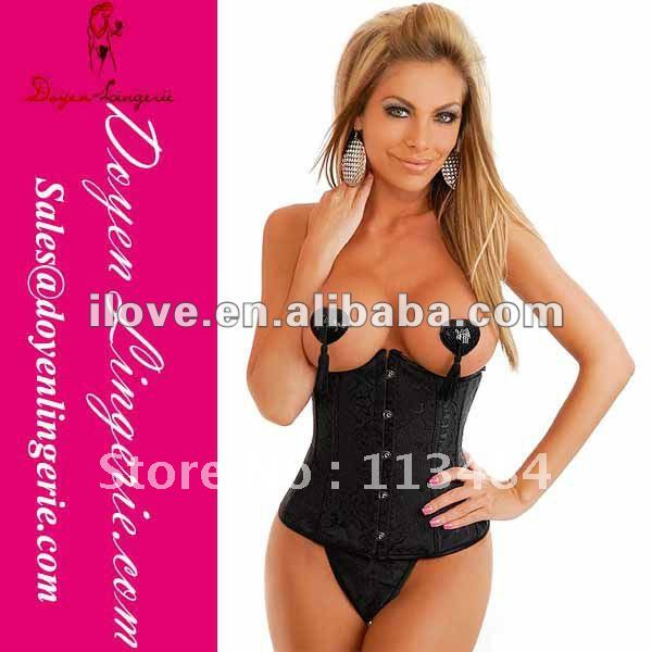 Free Shipping!Plus Size Strapless Jacquard Flower Underbust Sexy Bustier Corset Womens Sex Images With T-thong DH7055