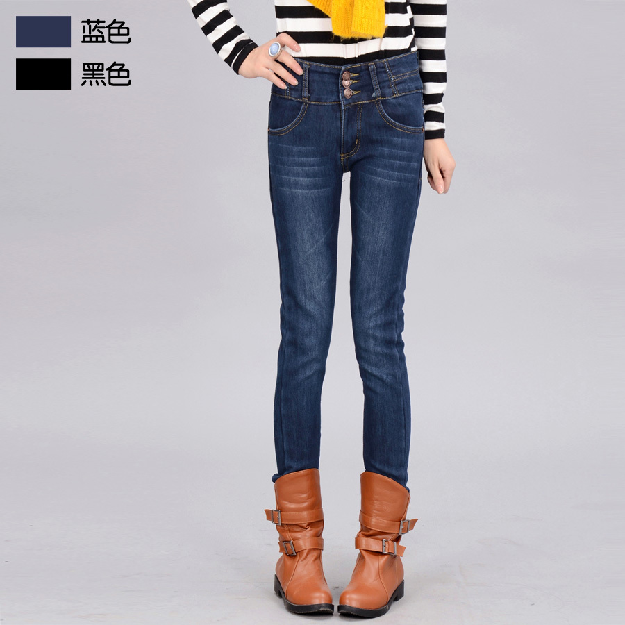 Free shipping Plus velvet thickening jeans female trousers pencil pants women trousers plus size skinny pants