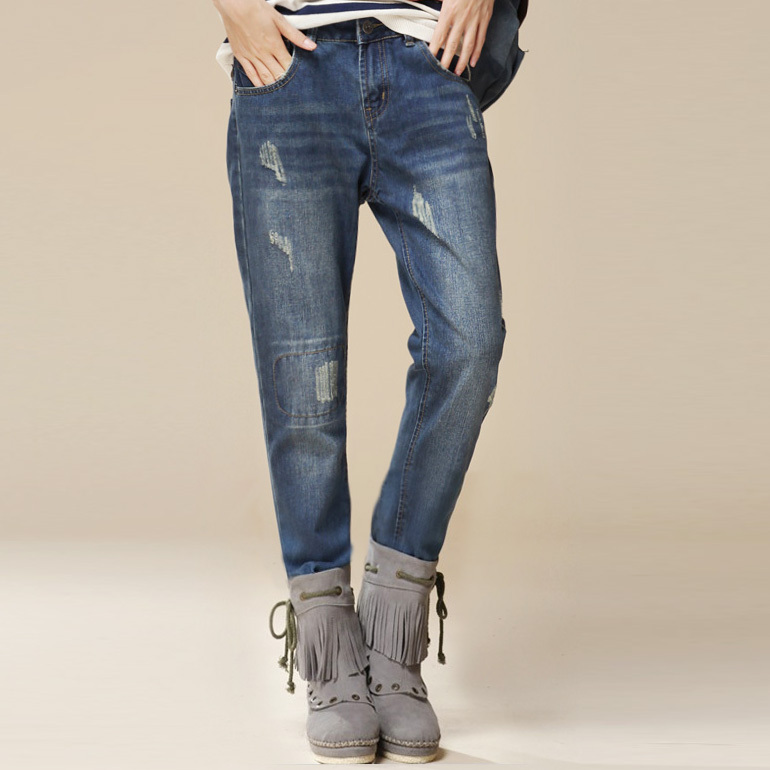 Free shipping Plus velvet thickening pencil pants skinny pants plus size jeans boots trousers women's jeans