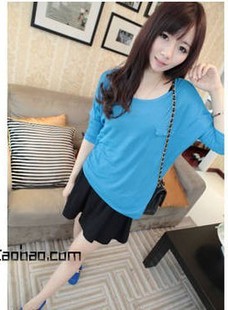 Free Shipping Pocket irregular sweep knitted loose pullover 854
