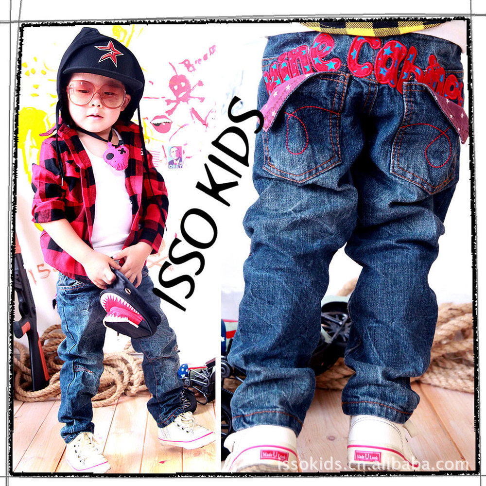 Free Shipping!Popular Children Jeans,Cool Korean-Style Boys Pants,Boys' Clothing,Kids Trousers Embroidery dual waist,5pcs/lot