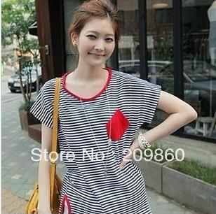 Free shipping ! Pregnant women T-shirt small pockets of stripe lady jacket summer hot