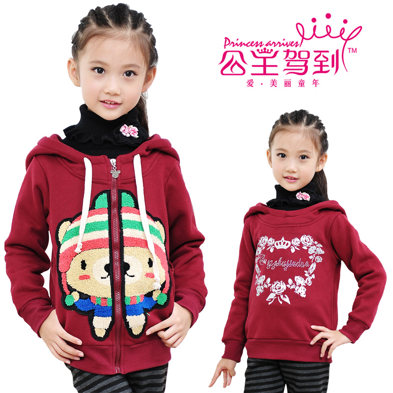 free shipping Princess children's clothing female child 2013 spring child sweatshirt reversible thickening fleece outerwear