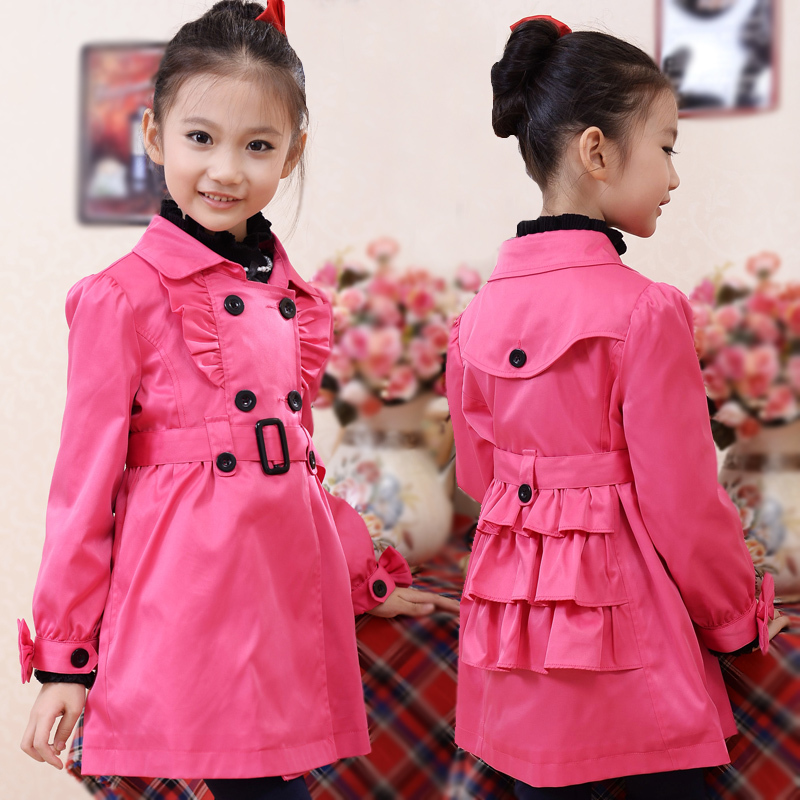 free shipping Princess children's clothing female child trench child 2013 all-match medium-long outerwear