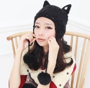 FREE SHIPPING Princess kitten ears knitted hat ear knitted hat autumn and winter