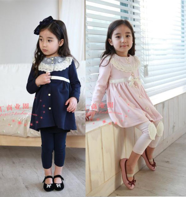 Free shipping princess medium-long outerwear large lace collar female child overcoat  girl outwear