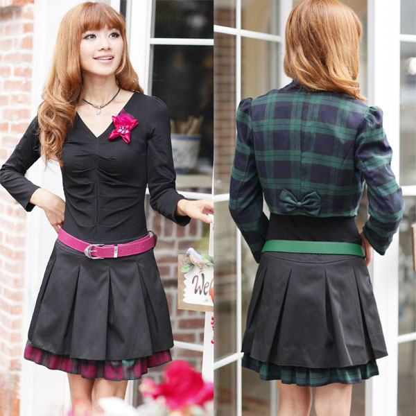 Free shipping Professional skirt 2013 spring women's plaid slim set slim all-match clothing set