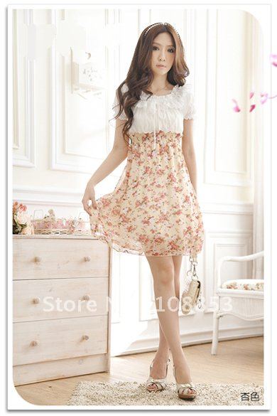 Free Shipping,PROMOTION,Hot Sale Summer and Spring Ladies Dress,Women Dress,Floral Chiffon Dress,Red and Purple flower