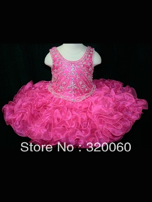 Free Shipping Promotion New Arrival Pink Roseo A-Line Beading Flower Girl Gowns Dress 2013 Taffeta Tulle Wedding Girl Dresses