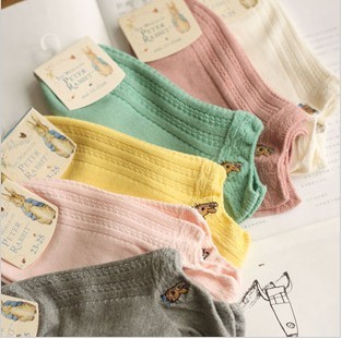free shipping,promotional 5pairs/lot women's socks brand candy color sock 100% cotton sock slippers