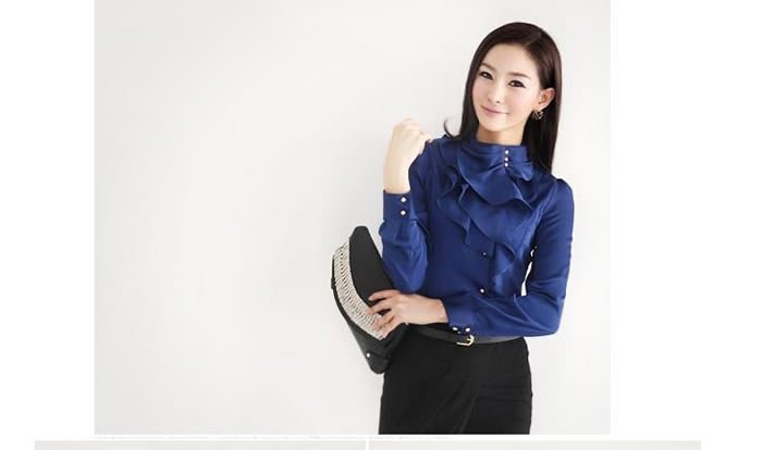 Free shipping promotional new fashion women shirts OL dress shirt fashionable tops faux silk blouse office lady coat long sleeve