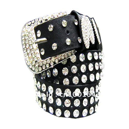 Free shipping,pu leather rhinestone belt, MixedLot western lady rhinestone belt, crystal women belt