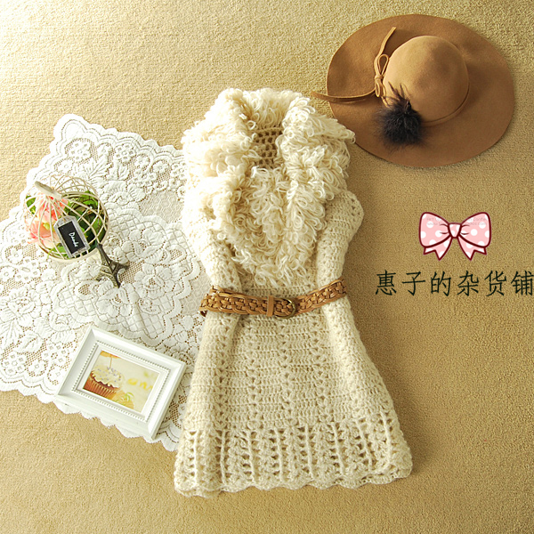 free shipping Pullover sweater sleeveless yarn tank dress mohair sweater female blending crocheted