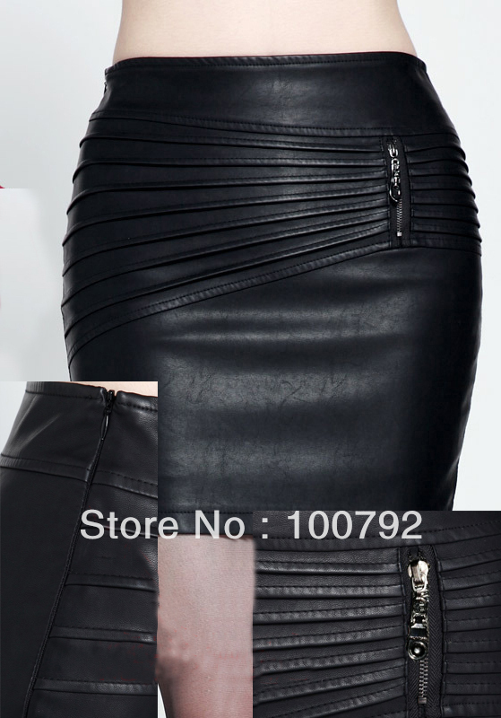 Free shipping   punk rock gothic faux leather mini skirt ,celebrity style street  fashion skirt