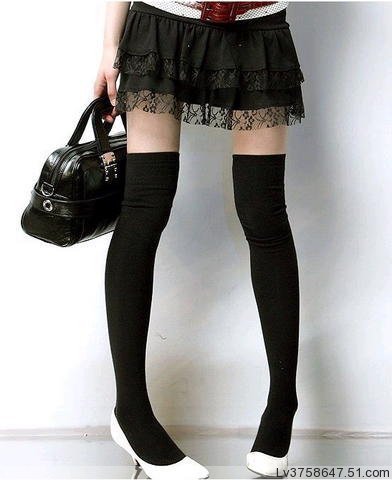 FREE SHIPPING Pure Black cotton stockings sexy stocking lengthen edition
