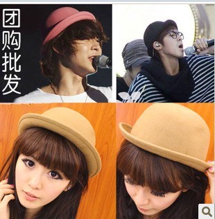 free shipping Pure woolen hat dome roll up hem roll-up hem fashion vintage hat autumn and winter women's