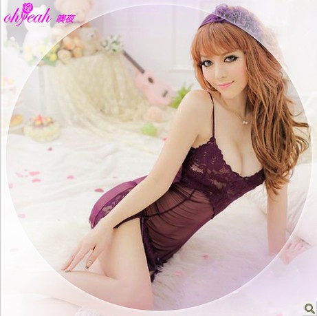 free shipping purple sexy sleepwear for women ladies lace elegant underwear free size ohyeah33