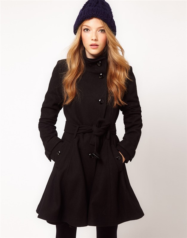 Free shipping Put in belt gets wave wool tweed coat jacket coat