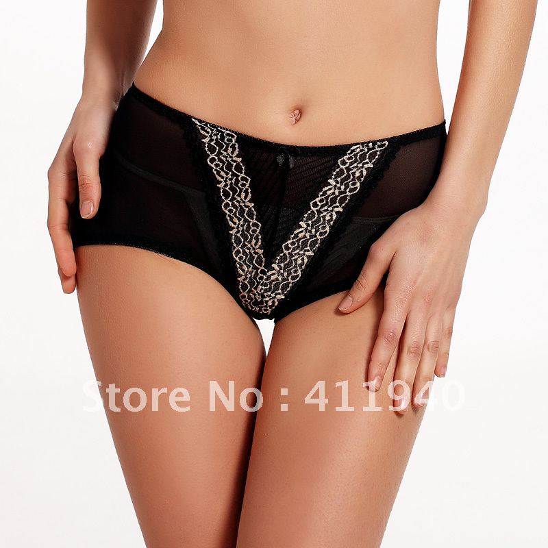 Free shipping, QIANNAIMEI 2012 new arrival women's Transparent panties lace sexy underwear mid waist bamboo fibre