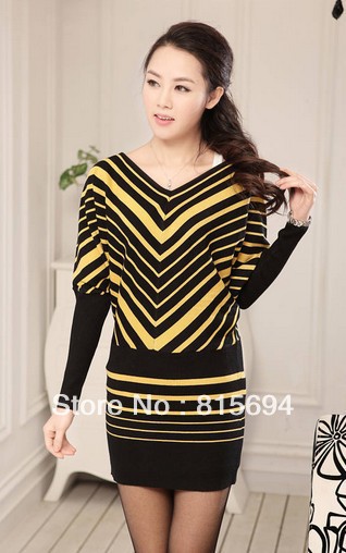 Free shipping qiu dong han new dress bat sleeve loose large size dress