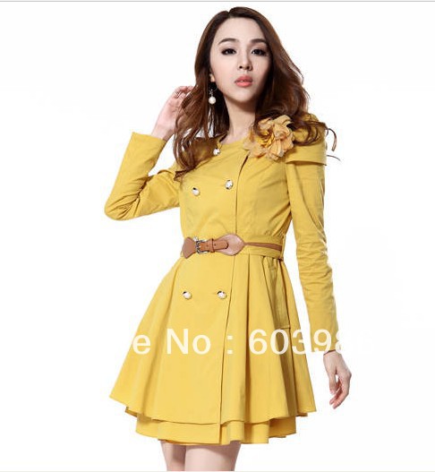 Free shipping qiu dong han new dress commuter double breasted coat cultivate one's morality