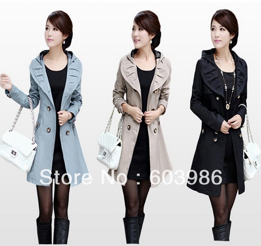 Free shipping qiu dong han new women's collar double breasted coat fashion cultivate one's morality