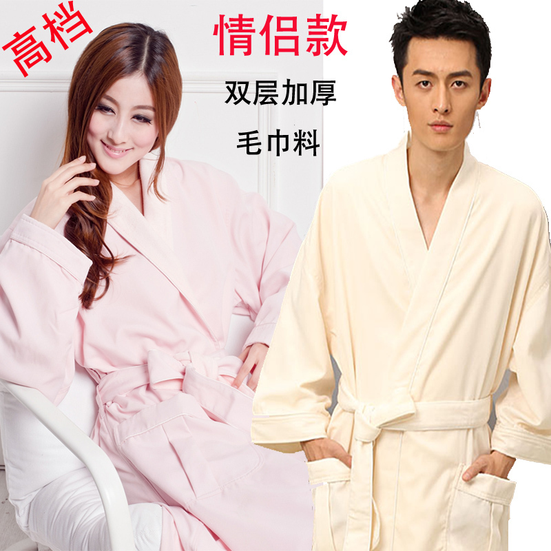 Free Shipping Quality double layer thickening toweled lovers robe 100% cotton bathrobes 100% cotton sleepwear bathrobe plus size