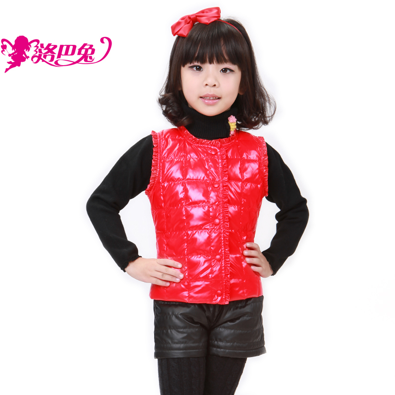 Free Shipping Rabbit big clothing down coat vest liner 2012 female child down vest winter In Stock