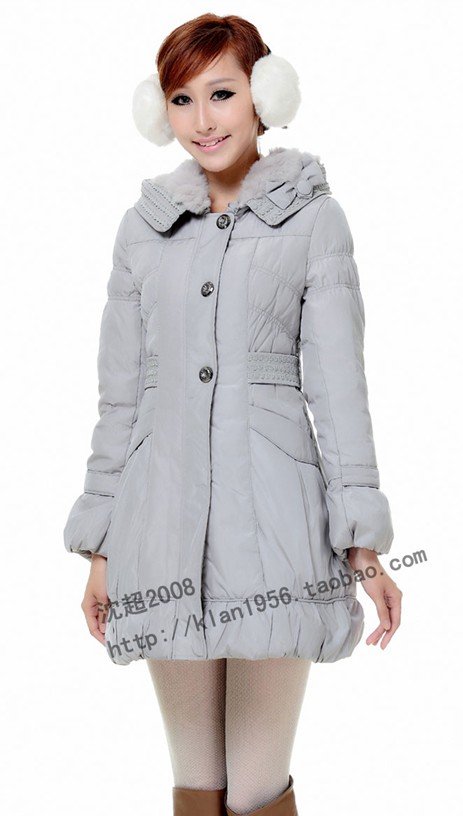 free shipping ! Rabbit fur collar woman long design  down jacket  E11WC217