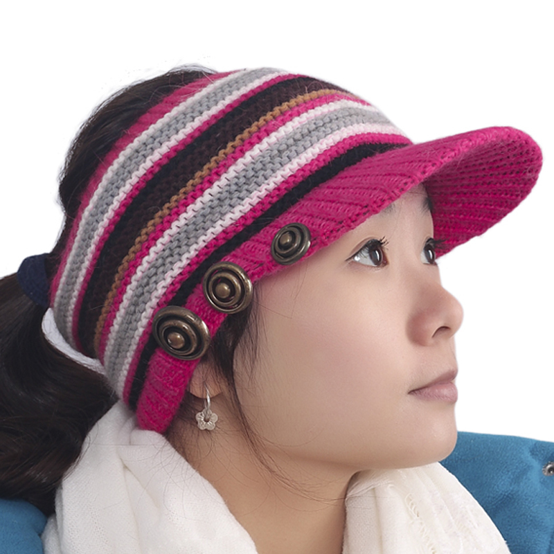 free shipping Rabbit wool knitted hat rivet multicolour knitted hat women's hat
