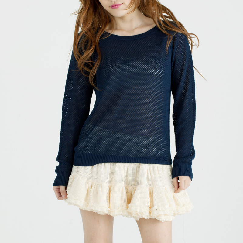 Free shipping Raglan sleeve cutout long-sleeve pullover sweater