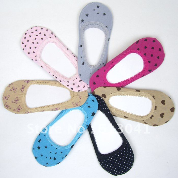 FREE SHIPPING!(Random Color)Korean stealth boat socks/women's socks cute printing invisible boat socks(