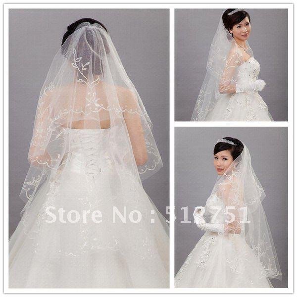 Free shipping Real In Stock 2 Layers tulle veil Bridal Veils Veil For Wedding Dresses Bridal Gowns TS012