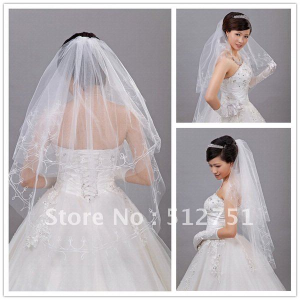 Free shipping Real In Stock 2 Layers tulle veil Bridal Veils Veil For Wedding Dresses Bridal Gowns TS013