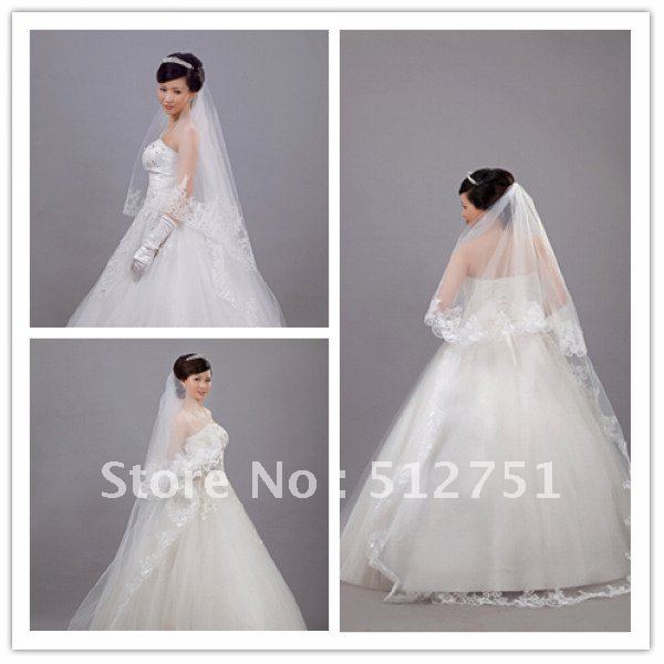 Free shipping Real In Stock 2 Layers tulle veil Bridal Veils Veil For Wedding Dresses Bridal Gowns TS019