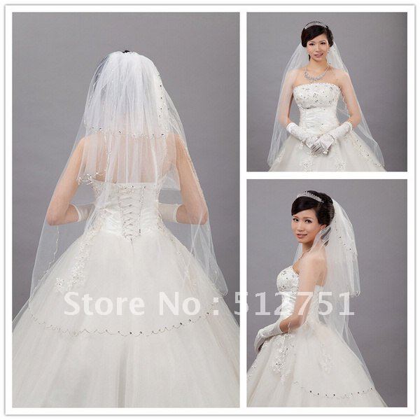Free shipping Real In Stock 2 Layers tulle veil Bridal Veils Veil For Wedding Dresses Bridal Gowns TS020