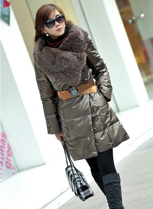 Free Shipping Real Rex Rabbit Hair Fur Collar Women's Down Jacket down coat Outware Clothes