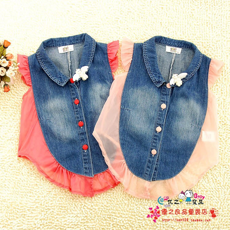 FREE SHIPPING! Recovers the children's clothing female child spring 2013 baby child vest girls denim vest