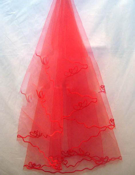 free shipping Red bride veil crimping flower veil red oriental red veil