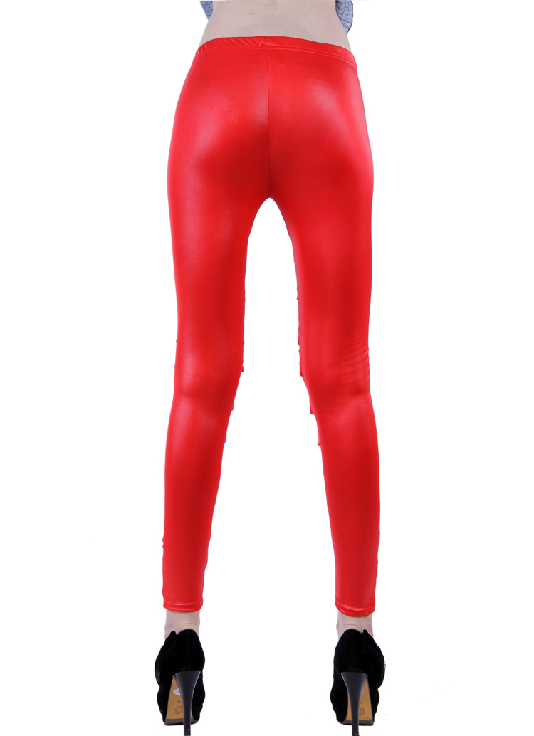 Free Shipping red counterchange leather sexy women's 9 legging 79019 Fast Delivery Cheaper Price