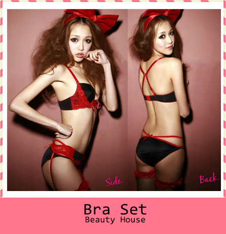 Free shipping Red retro sexy little devil deep U-shaped lace lace gather sexy underwear sets woman bra set F0112