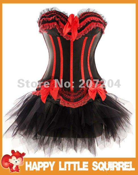 Free Shipping RED Sexy Corsets Dress Body shaper Lingerie+G-string push up