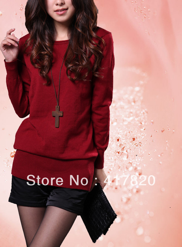 Free shipping!!!red sweater fashion pullover long-sleeve sweater sexy knitted pullover  sweater