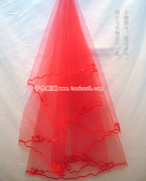 Free shipping Red veil - bridal veil bridal accessories the bride hair accessory married the bride supplies