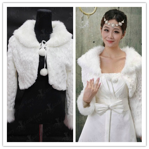 Free shipping Red/white fur stole faux fur capes fur jacket china Wedding Bridal Wrap Shawl Jacket Coat Evening Bolero Free Size