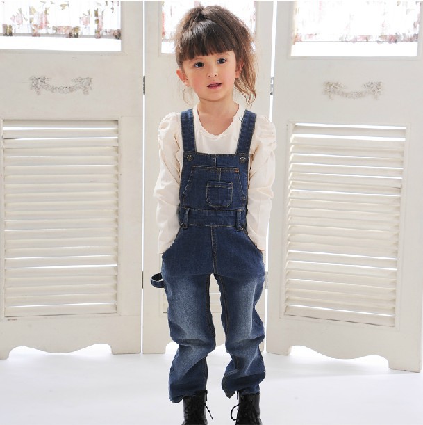 Free Shipping Retail Baby Toddler Unisex Denim Jeans Overall Pants Children Boys Girls Trousers Age 1-5T